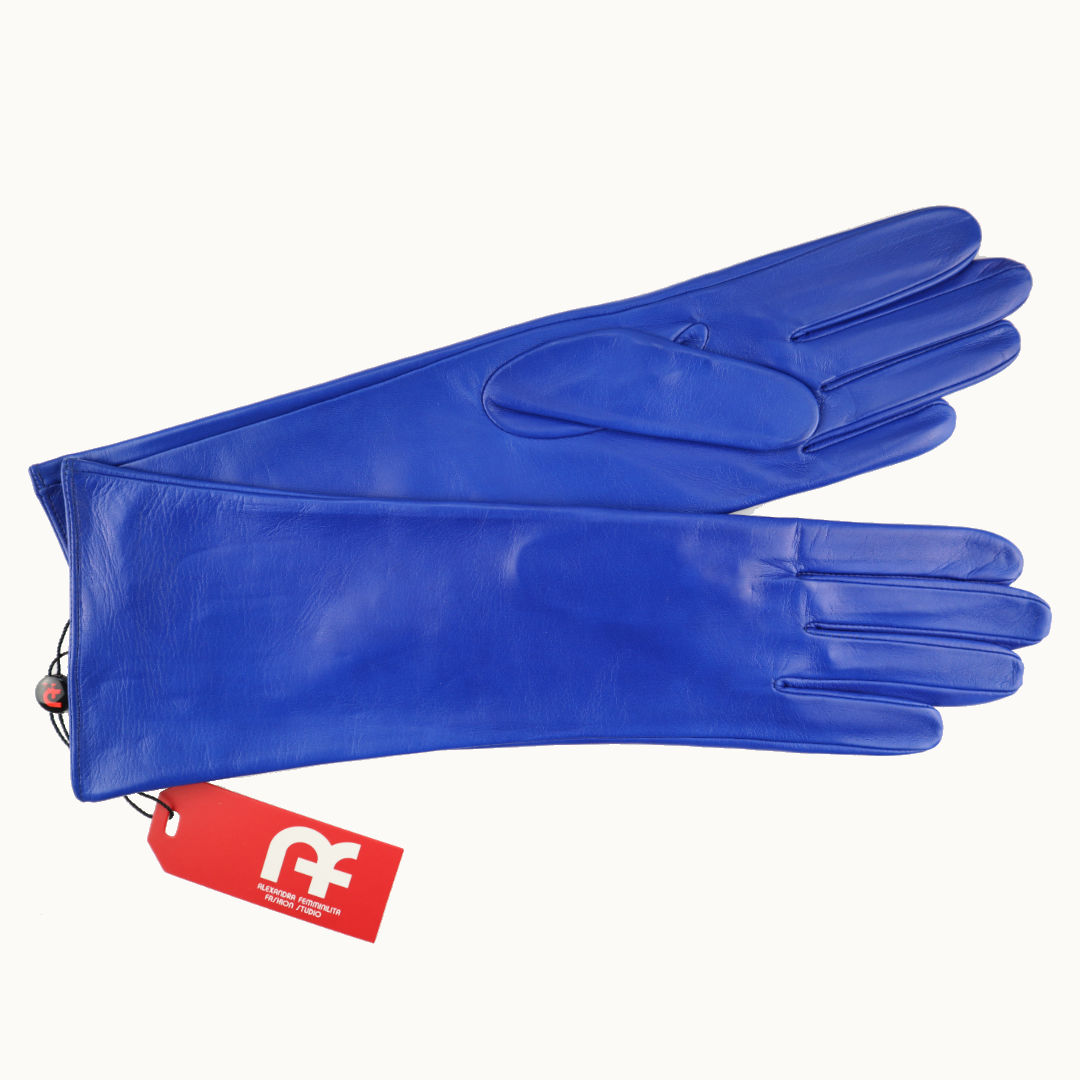 Blue leather gloves ladies deals